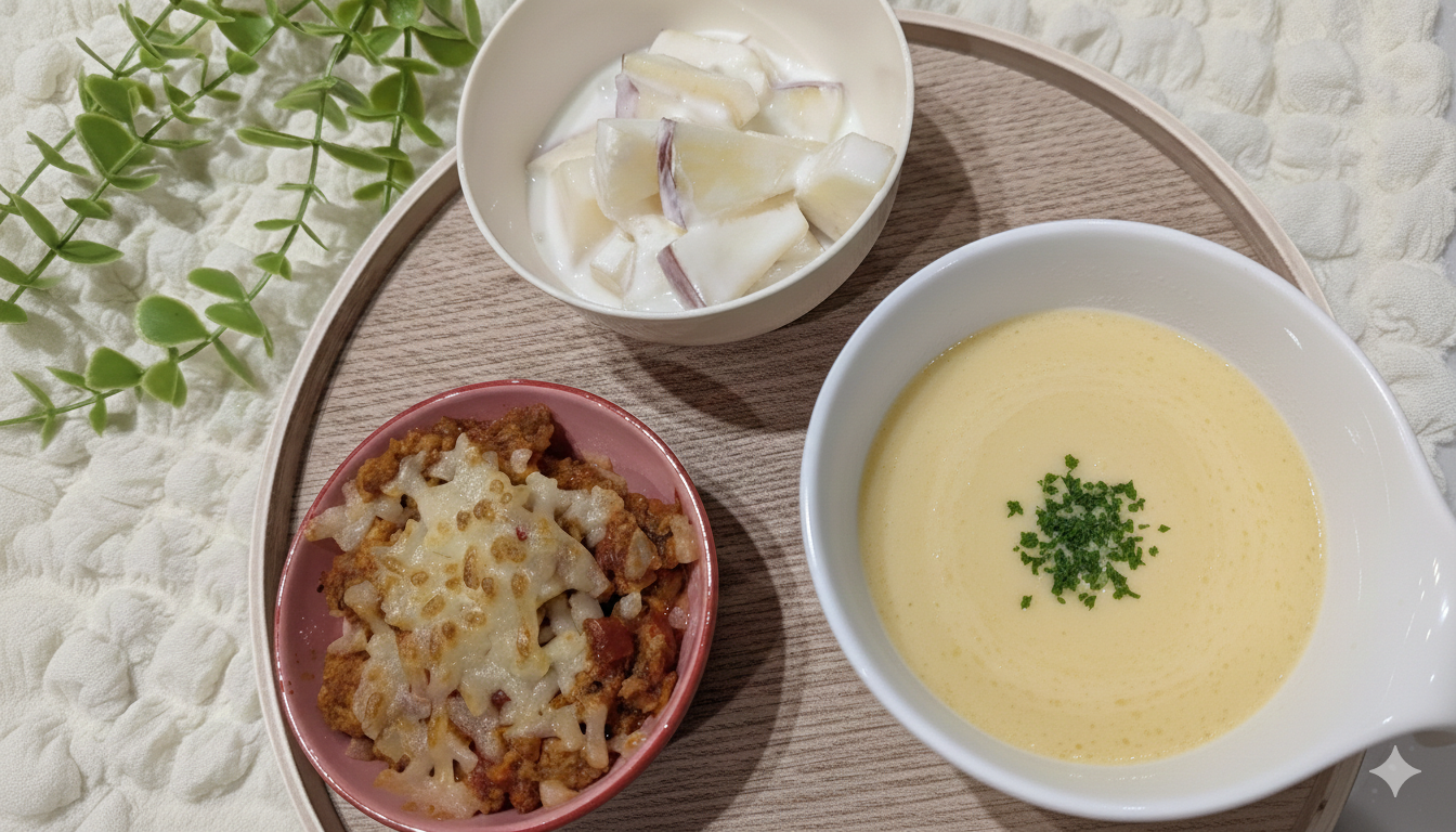 ミートソースを使った朝ごはんプレート